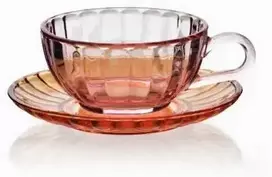 Affek Design Puodelis su lėkštute 210ml iš stiklo,rusvas