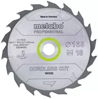 Pjovimo diskas medienai Metabo 628294000; 165x20 mm; Z18; 20°