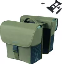 Basil Sakwy GO DOUBLE BAG, MIK su adapteriu tvirtinimui, 32L, Tamsiai žalia (NAUJA 2025)