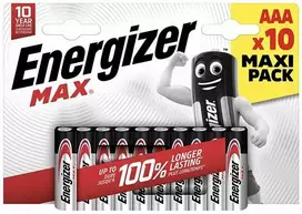 ENERGIZER MAX vienkartinės šarminės AAA baterijos, 10 vnt. pakuotė