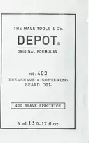 „Depot 400 Shave Specifications No. 403“ saldžiųjų migdolų minkštinamasis aliejus prieš skutimąsi, 5 ml