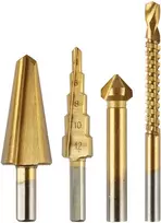 Grąžtas Wiertła Pakopiniai grąžtai 4–12 mm, gręžtuvas 12,4 mm, freza 6x90 mm, įgilinimo skylė 8–20 mm TiN