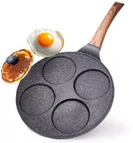 Granito kiaušinių keptuvė su 4 skylutėmis Juodas&WOOD 26 cm