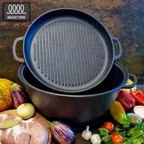 Maysternya KAZANAS WOK 18L su GRILL ketaus dangčiu keptuvė | V18CPGr