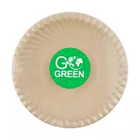 Leifheit Gogreen Kompostuojamos cukranendrių lėkštės su "Go Žalias" raštu Ø23cm 10 vnt 0,15kg