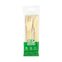 Tefal Gogreen Kompostuojamų indų rinkinys (šakutė, peilis, servetėlė) Go Žalias | 0,02kg