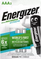 Energizer - Įkraunamos „Extreme Eco AAA“ baterijos 800mAh, 2 vnt. pakuotė