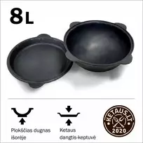 Uzbekiškas kazanas 8l (Namangan) su ketaus dangčiu-keptuvė ir Dovana!