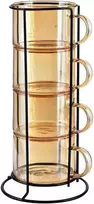 Mondex Since 1986 PETER HONEY Komplet 4 filiżanek na stojaku 350ml 12,5x12,5x27 cm