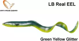 Guminukas Savage Gear LB Real EEL Žalias Geltona Glitter