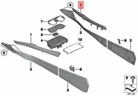 Bmw 7 F01 F02 Vidurinės Konsolės Kairysis Apdangalas Originalus 51169171225