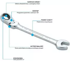 Kombinuotas raktas su terkšle Sata S46412; 21 mm