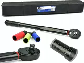 Geko Sukimo momento raktas 1/2" 28-210nm + aliuminio galvutės 3 vnt. Juodos HD (10)