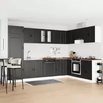 Kriaušės pagrindinė spintelė Porto 2 pcs Juoda Apdirbta mediena