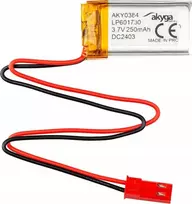 Akumuliatorius Li-Po LP601730 Akyga AKY0384 3.7V / 250mAh PCM złącze JST 2-Pin 150mm