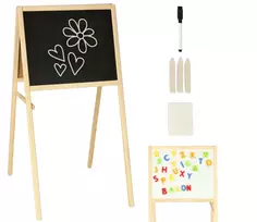 RoGer dvipusė magnetinė medinė lenta + edukaciniai priedai