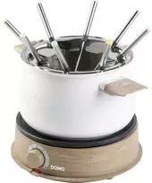 DOMO DO736F Fondue 1500 W valdymo lemputė, 8 medinės fondiu šakutės, balta