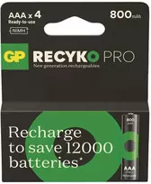 GP Battery Įkraunamos baterijos R03/AAA Ni-MH 800mAh lizdinėje plokštelėje, 4 vnt. gp recyko pro