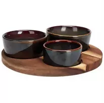 Secret De Gourmet Užkandžių padėklas su akmens masės dubenėliais, Ø 20 cm