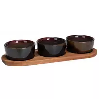 Secret De Gourmet Užkandžių padėklas su akmens masės dubenėliais, 29 x 10 cm
