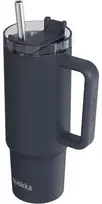 Quokka Stream – nerūdijančio plieno termo puodelis 950 ml su šiaudeliais (grafitas)