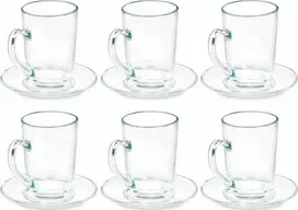 Vivalto Stikliniai kapučino kavos puodeliai su lėkštutėmis, 6 vnt., 200 ml
