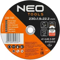 Metalo ir nerūdijančio plieno pjovimo diskai NEO TOOLS 41 A46-S-BF (230x1,9x22,2 mm, 25 vnt.)