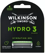 Wilkinson Sword Hydro 3 Juodas Edition keičiamos galvutės 4 vnt