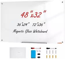 Magnetinė stiklinė lenta, 80 x 120 cm, berėmis dizainas, biurui