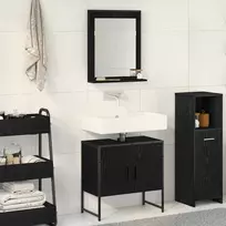 Vonios baldų rinkinys su saugykla 2 pcs Juoda Apdirbta mediena