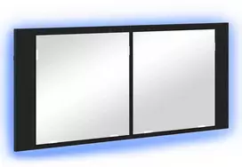 LED veidrodis spintelė Juodas ąžuolas 100 x 12 x 45 cm