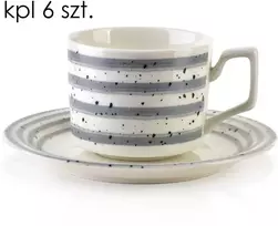 Affek Design JOY 6 puodelių su lėkštutėmis rinkinys, pilkas, 210 ml