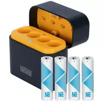 „Newell“ keturių kanalų įkroviklis ir 4 AA ličio jonų įkraunamų baterijų rinkinys – 2200 mAh