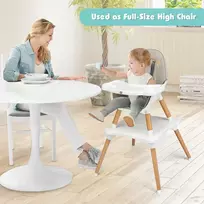 Promotions Aukšta kėdutė, Konvertuojama 5 in 1 medinė vaikiška aukšta kėdutė, 62.5x62.5x100 cm, Pilka