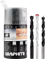 Grąžtas Zestaw Rinkinys Grąžtų rinkinys metalui, medienai, plytoms: 3, 4, 5, 6, 8, 10 mm, 18 vnt.
