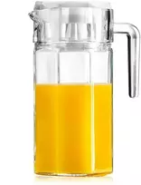 Stiklinis ąsotis vandens kompotui gėrimų limonadui su rankena ir dangteliu 1,5 l