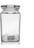 Stiklinis indas virtuvinis stiklainis kvadratinis stiklainis su dangteliu 1,4 l retro