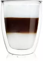 Dvisienis termo stiklas kavai, lattei, arbatai, 0,33 l
