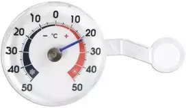 Išorinis lango termometras priklijuotas prie lango