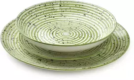 Lumarko Affek Design STRIPES Žalias pietų rinkinys 18 dalių. 27/19/20 cm dubenėliai, 550 ml