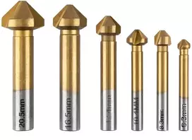 Grąžtas Wiertła TiN kūginiai įgilinamieji grąžtai nuožulnoms formuoti, 6,3–20,5 mm, 6 vnt. rinkinys