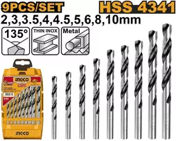Grąžtas Ingco HSS spiral drill set 9 pcs