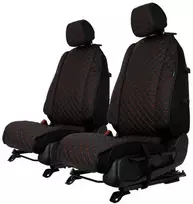 Sėdynių užvalkalai EVAtech ECO Max, 2 vnt. - juoda / juodi kraštai / raudonos siūlės