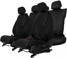 Sėdynės užvalkalų komplektas EVAtech ECO Basic, 3 vnt. - juoda / juodi kraštai / juodos siūlės