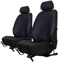Sėdynių užvalkalai EVAtech ECO PRO, 2 vnt. - juoda / juodi kraštai / mėlynos siūlės