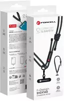 FORCELL F-DESIGN S10X165 telefono virvelė per petį su reguliuojamu ilgiu (maks. 82,5 cm kilpoje) juoda