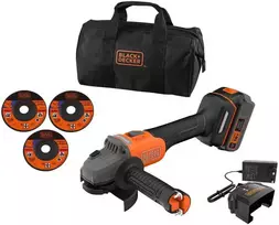 Black & Decker akumuliatorinė kampinis šlifuoklis 115mm, POWERCONNECT 18V, 4,0Ah, Juodas & Decker [BCG6L8F1S-QW]