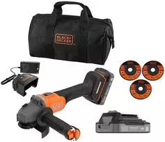 Black & Decker kampinis šlifuoklis 115mm, 18V, 2x2,0Ah, Juodas & Decker [BCG6L8D2S-QW]