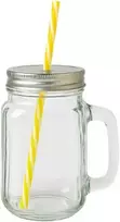 Winder Home Stiklinė su dangteliu ir šiaudeliu – 450 ml, 1 vnt., stiklinis indas gėrimams