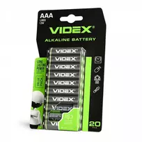 Baterijos AAA VIDEX (20 vnt.) Alkaline, 1.5V, 1200mAh